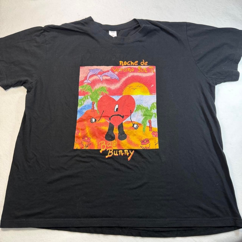 Bad Bunny Un Verano Sin Ti Sad Heart Graphic Tee Black XL Latin Music Streetwear